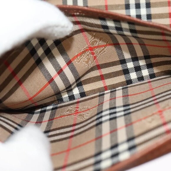 Burberrys Hand Bag Leather 2way Brown Gold Auth BA2959 - Picture 10 of 16